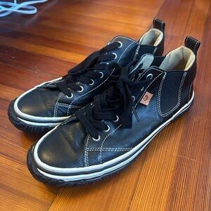 Stylish Black Leather Sneakers